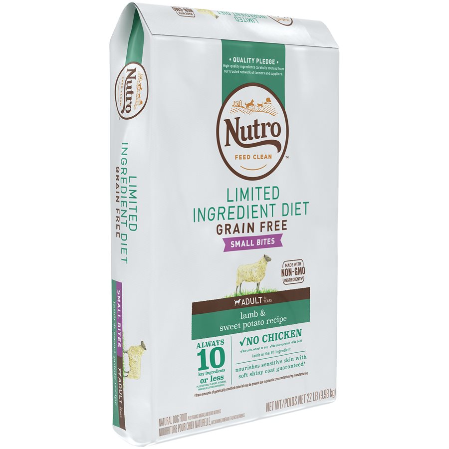 NUTRO Limited Ingredient Diet Adult Dog Grain Free Lamb Small Bites 22LB