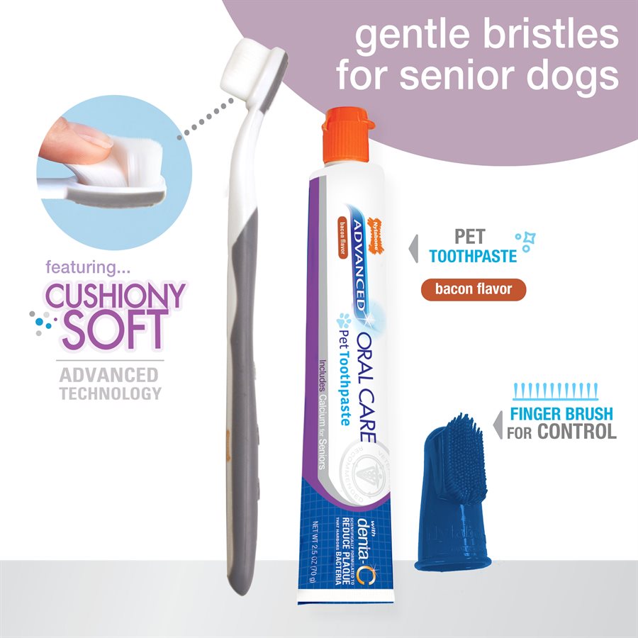 Nylabone Advanced Oral Care Senior Dog Dental Kit with SoftBristle