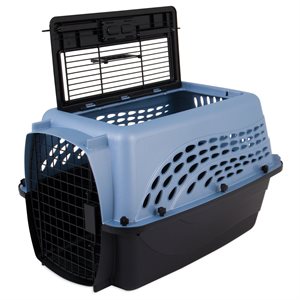 Petmate 2-Door Top Load Kennel 24" Ash Blue / Black
