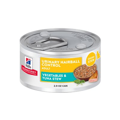 Hill's Science Diet Adult Urinary Hairball Control Vegetable & Tuna Stew 24 / 2.9oz Hill's Science Diet Adult Urinary Hairball Control Vegetable & Tuna Stew 24 / 2.9oz