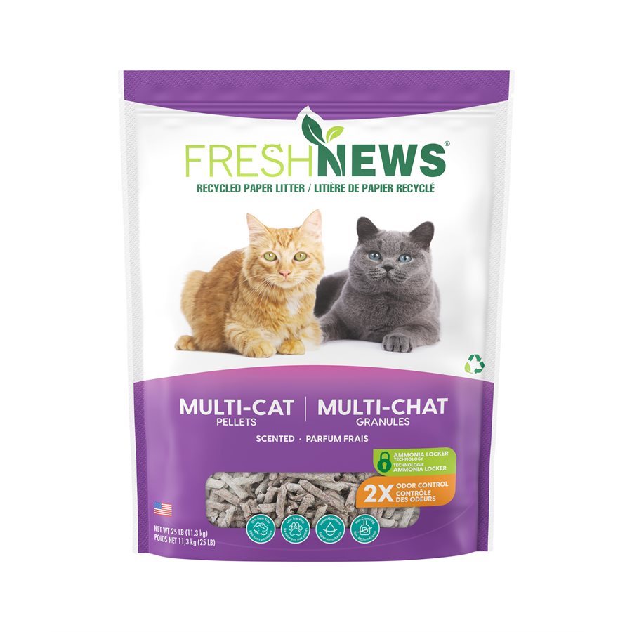 Pestell Fresh News Litière pour Plusieurs Chats en Papier Recyclé 25 LB