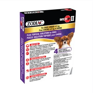 Zodiac « Infestop II » pour Chiens Moins de 4.5KG - 4 Tubes
