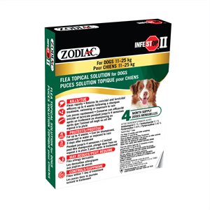 Zodiac « Infestop II » pour Chiens 11KG - 25KG - 4 Tubes