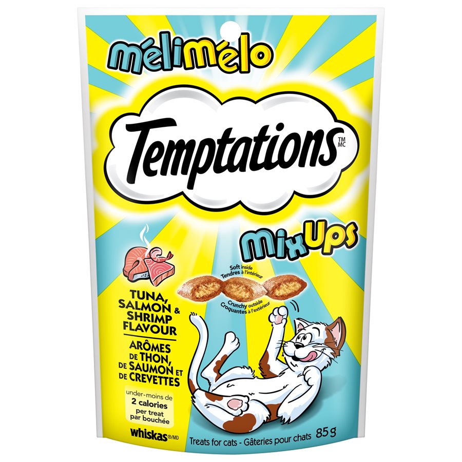 Temptations Mix Ups Cat Treats Tuna Salmon Shrimp Flavors 85g Temptations Mix Ups Cat Treats Tuna Salmon Shrimp Flavors 85g