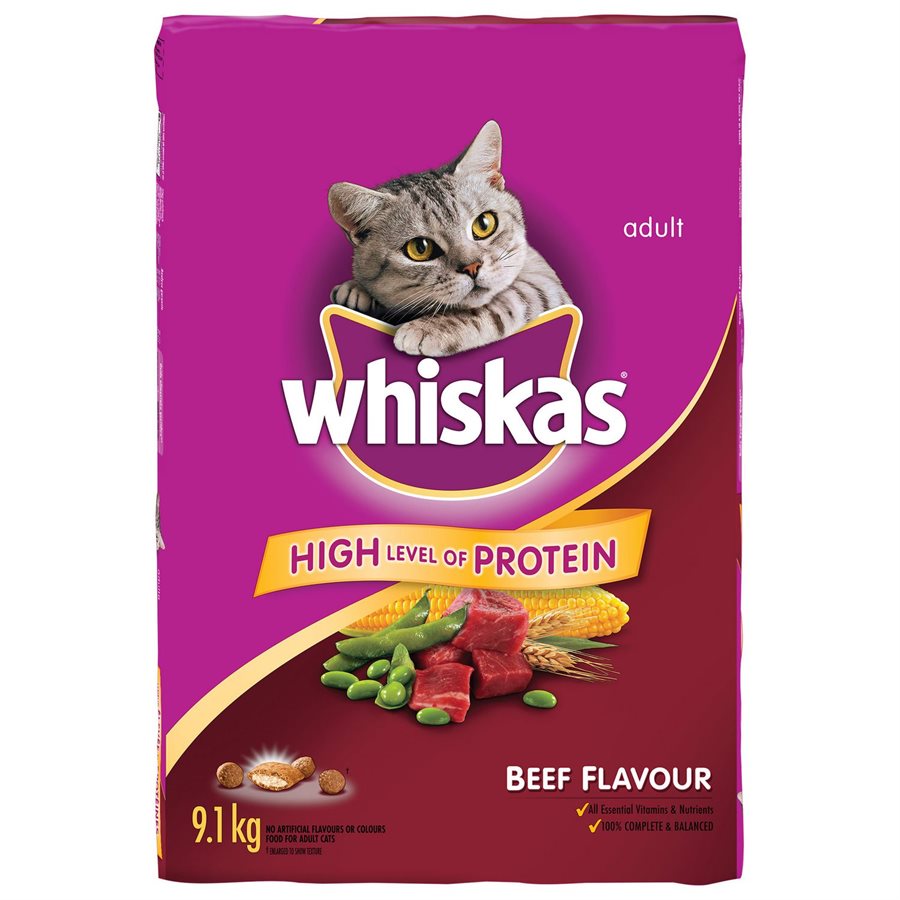 Whiskas Adult Cat Beef Flavor 9 1KG whiskas-gourmet-seafood-for-cat-3kg-poshaprani