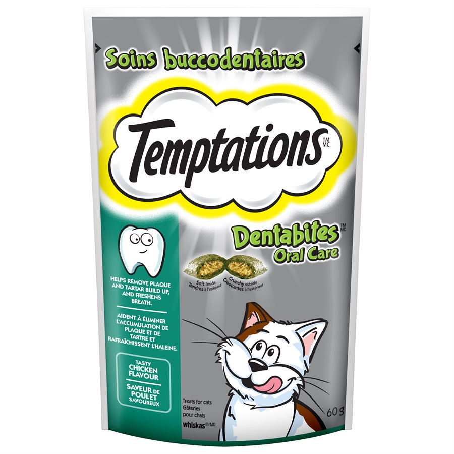Temptations Dentabites Oral Care Cat Treats Tasty Chicken Flavor 60g