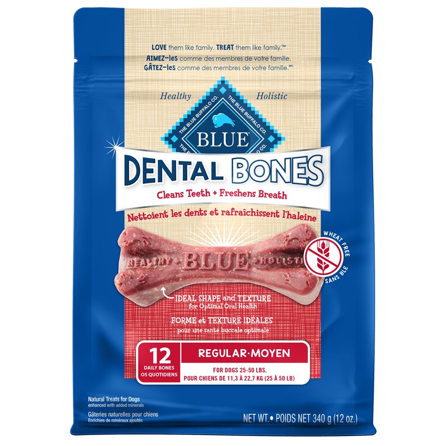 Blue Buffalo Dental Bones Dog Treats Regular Size 12oz