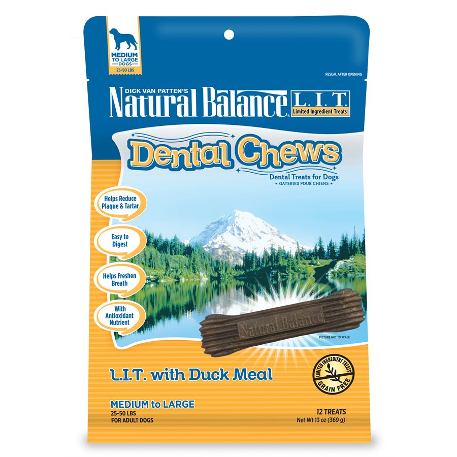 Natural Balance Dog LIT Duck Meal Formula Dental Chews Medium 13oz