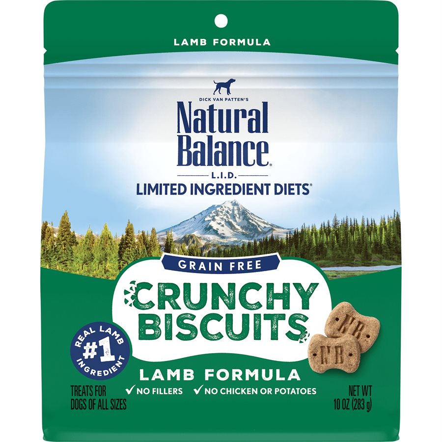 Natural Balance Dog LID Crunchy Biscuits Lamb Formula Treats 10oz