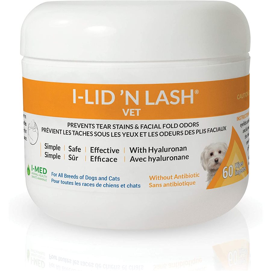 iMed Animal Health Lid N' Lash Tear Stain Wipes 60 Count
