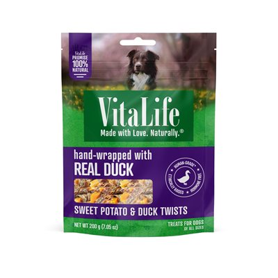 VitaLife Dog Jerky Treats Sweet Potato & Duck Twists 200g VitaLife Dog Jerky Treats Sweet Potato & Duck Twists 200g