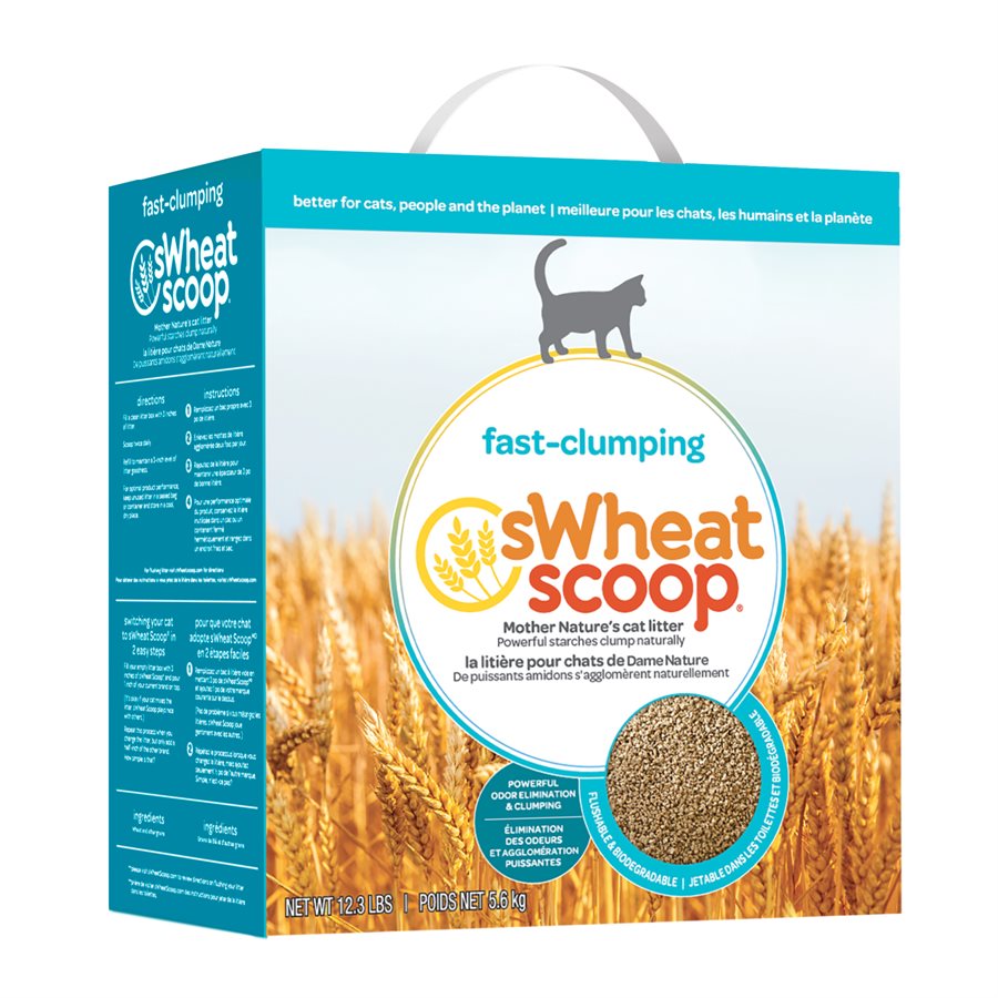 sWheat Scoop Fast Clumping WheatBased Cat Litter Bilingual Box 12.3LB