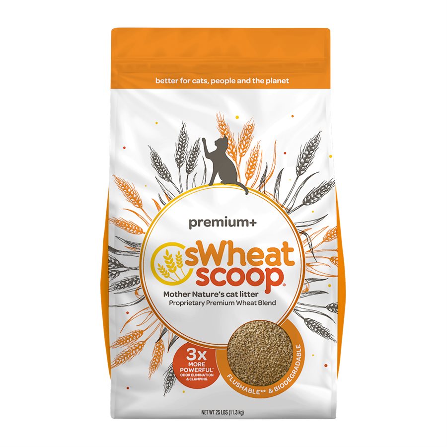 sWheat Scoop Premium+ Clumping WheatBased Cat Litter 25LB