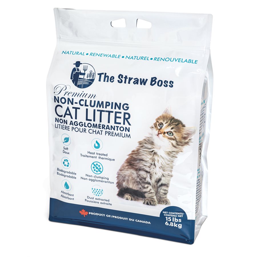 The Straw Boss Premium NonClumping Cat Litter 15LBS